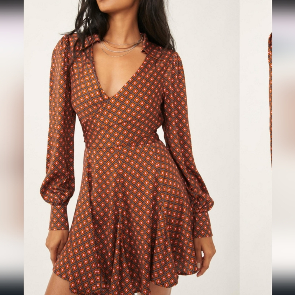 Free People It Takes Two Sleeve Open Back Long Sleeve Short Dress Size  X Large - Picture 9 of 10
